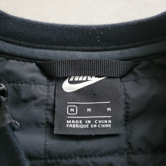 Nike Tech Quilted Sweatshirt Mens Medium Side Zip Black Performance Hybrid Crew - Picture 5 of 11